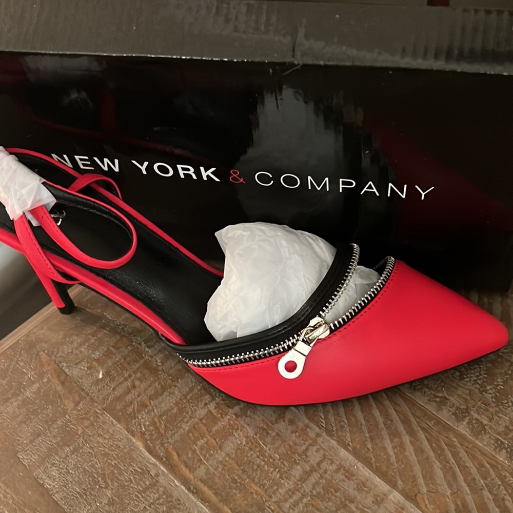 Black and RED heels with zipper details size 7 and 8.5 Brand New - Picture 6 of 7